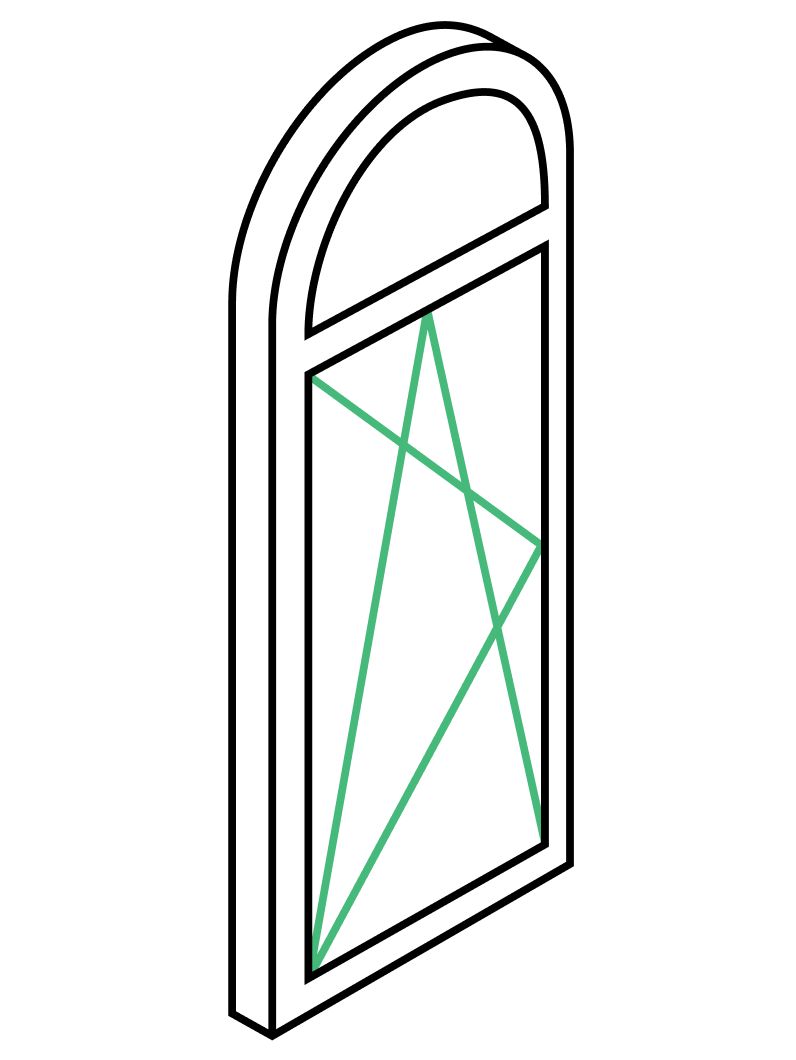 Арочное окно  одностворчатое поворотно-откидное 800х1300